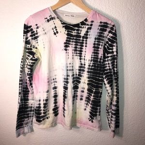 REFORMATION JEANS Long Sleeve Tee Tie-Dye Black White Pink Yellow size Medium